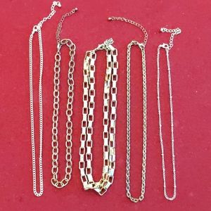 3 for $30 Fashion Jewelry - Lot of Five Gold Colored Necklaces